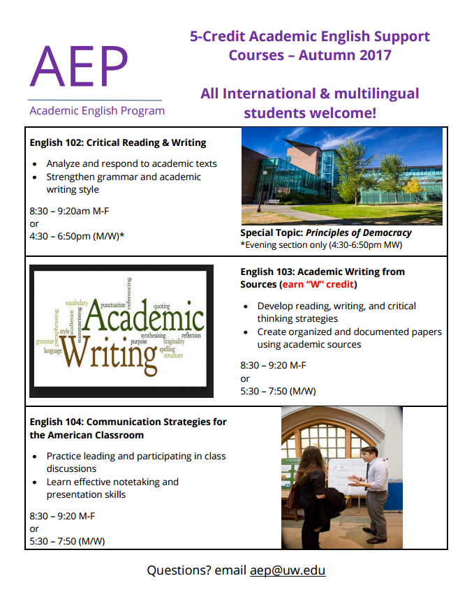 AEP Courses - Autumn 2017 - Community, Environment, & Planning